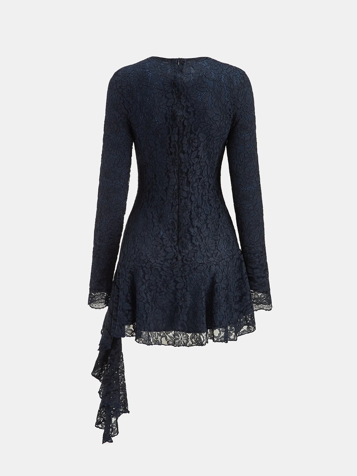 Asymmetric Ruffled Lace Long-Sleeve Dress sold by COMMENSE product image thumbnail 2