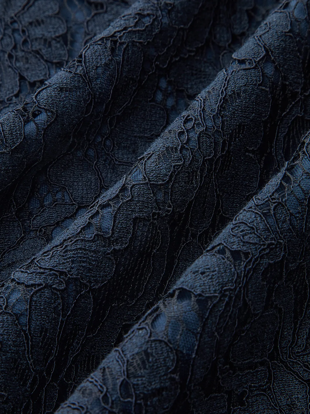 Asymmetric Ruffled Lace Long-Sleeve Dress sold by COMMENSE product image thumbnail 3