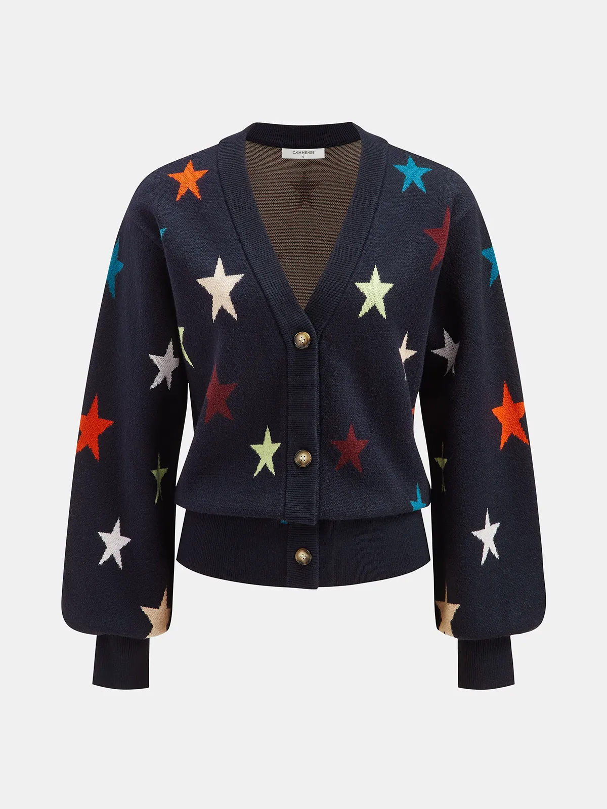 Cashmere-Blend Star-Print V-Neck Cardigan sold by COMMENSE