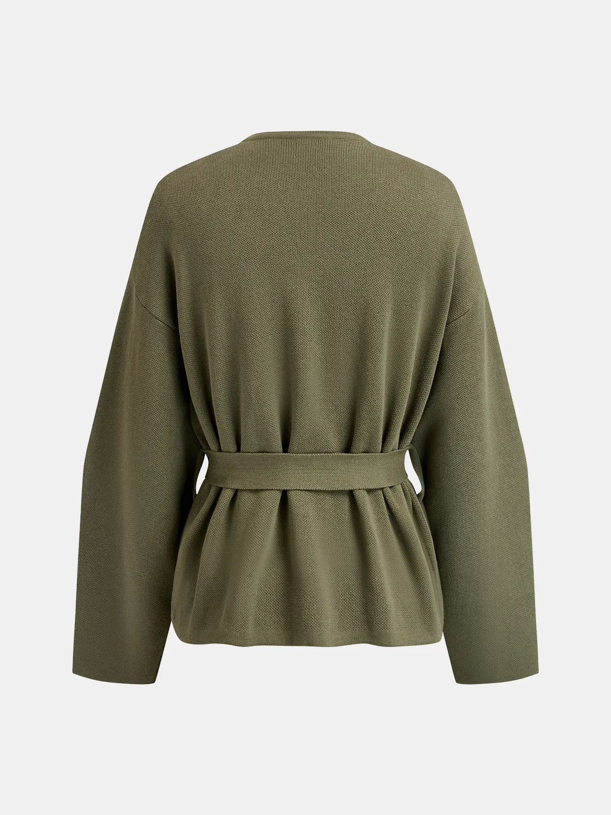 Asymmetric Button Belted Knit Jacket sold by COMMENSE product image thumbnail 2