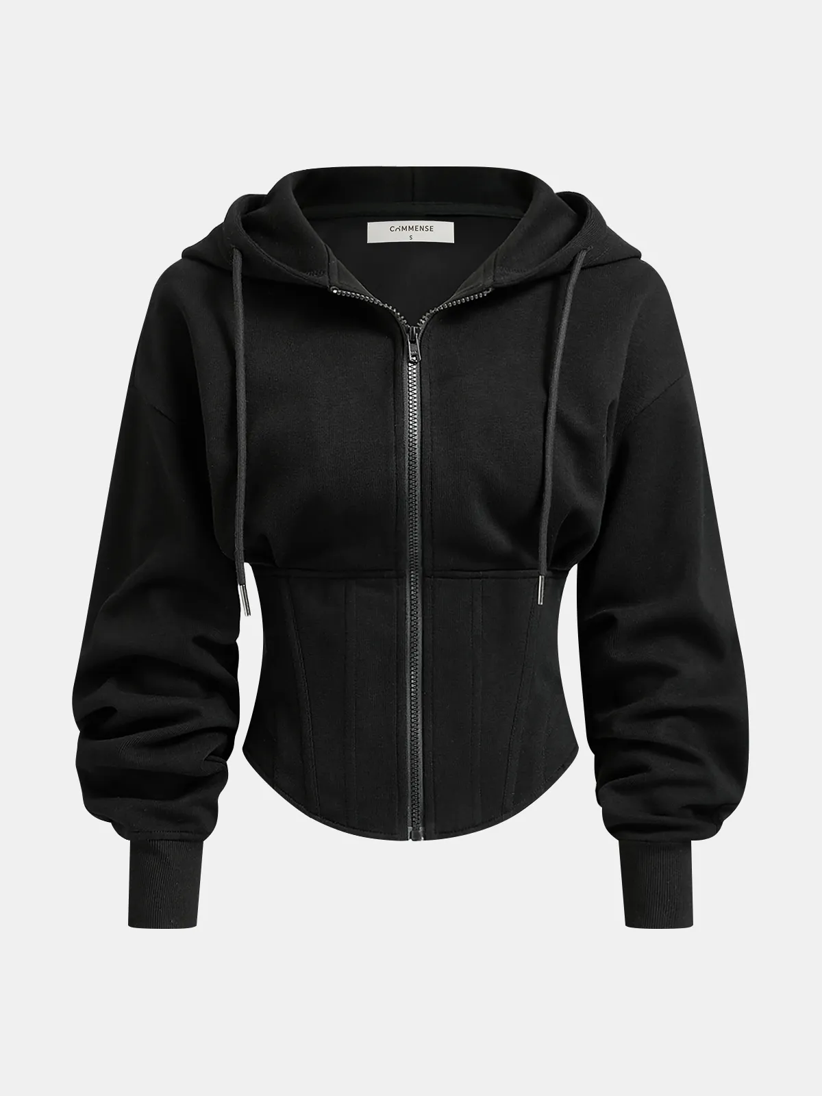 Corset-Waist Zip-Up Hoodie sold by COMMENSE