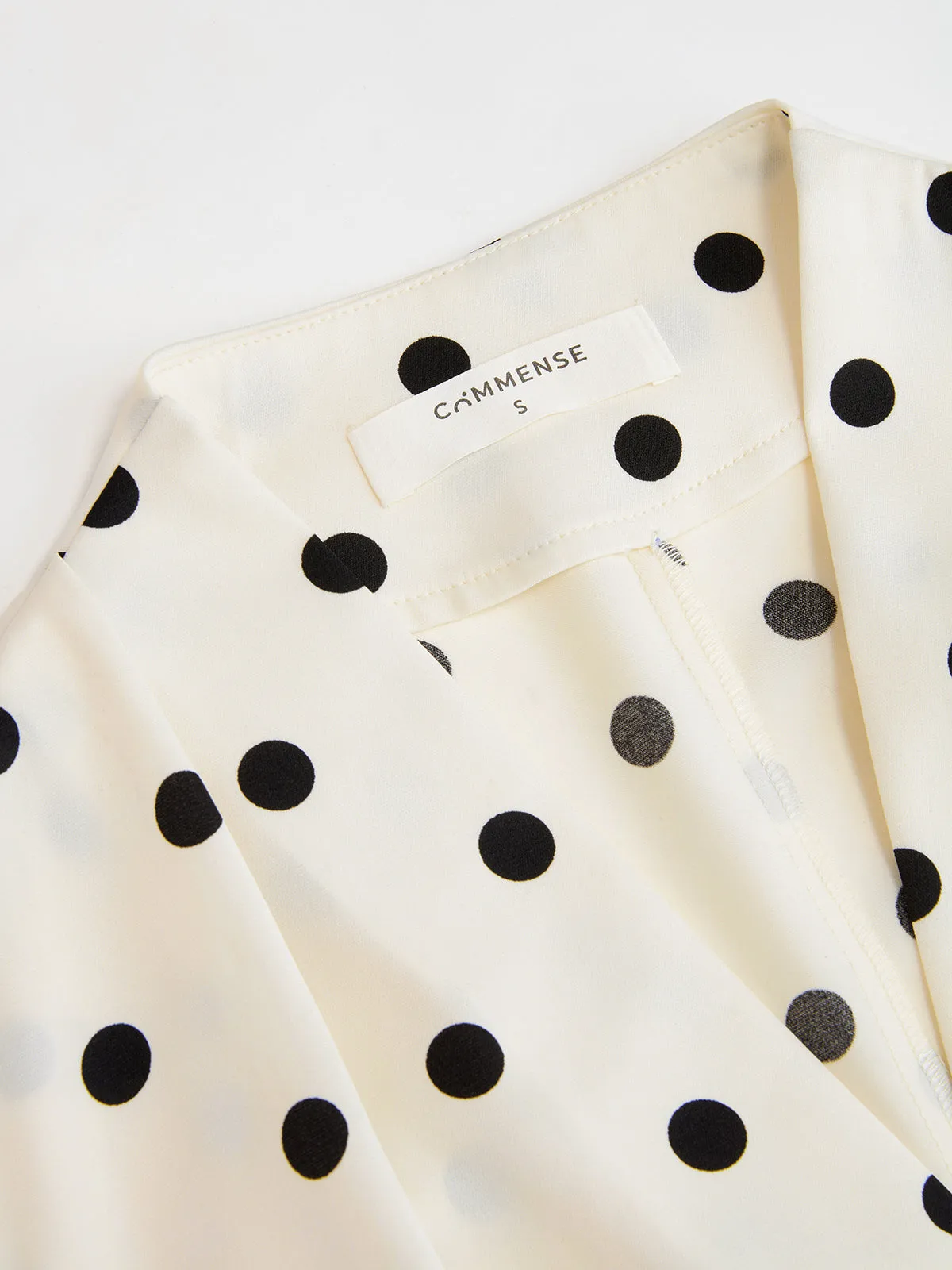 Asymmetric Hem Polka Dot V-Neck Blouse sold by COMMENSE product image thumbnail 5