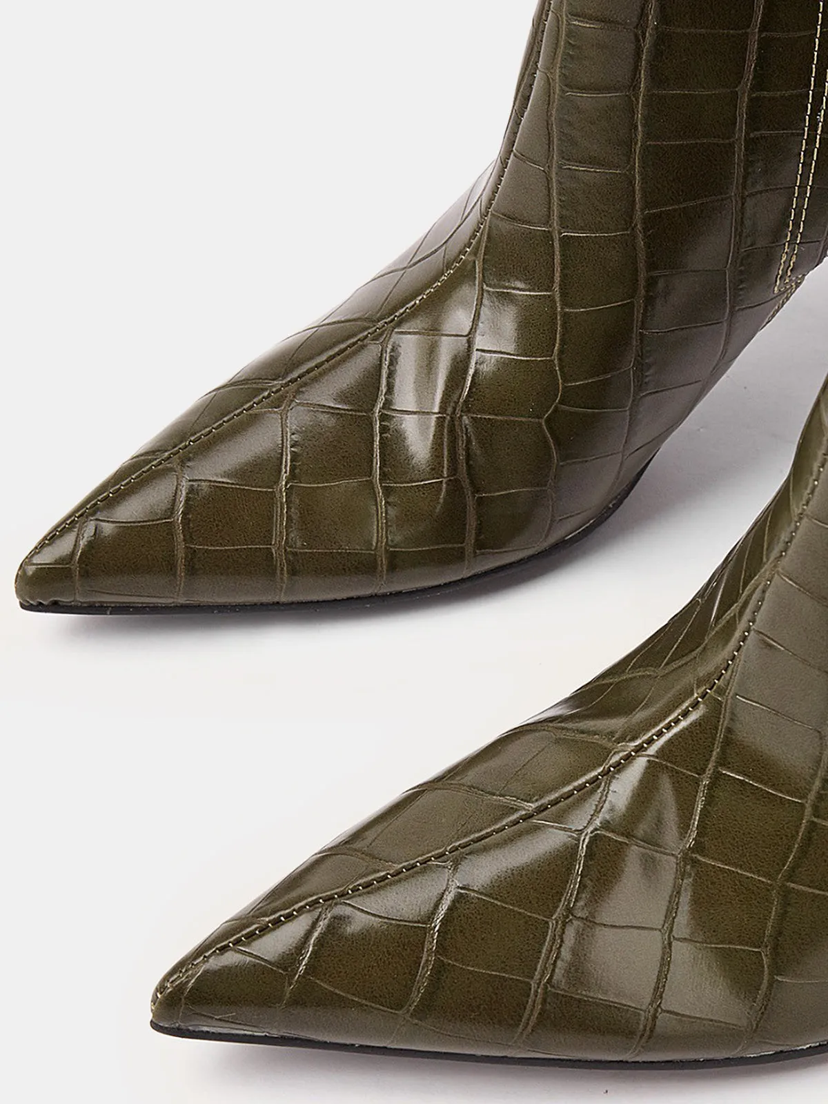 Knee-High Crocodile Pointed Boots sold by COMMENSE product image thumbnail 3