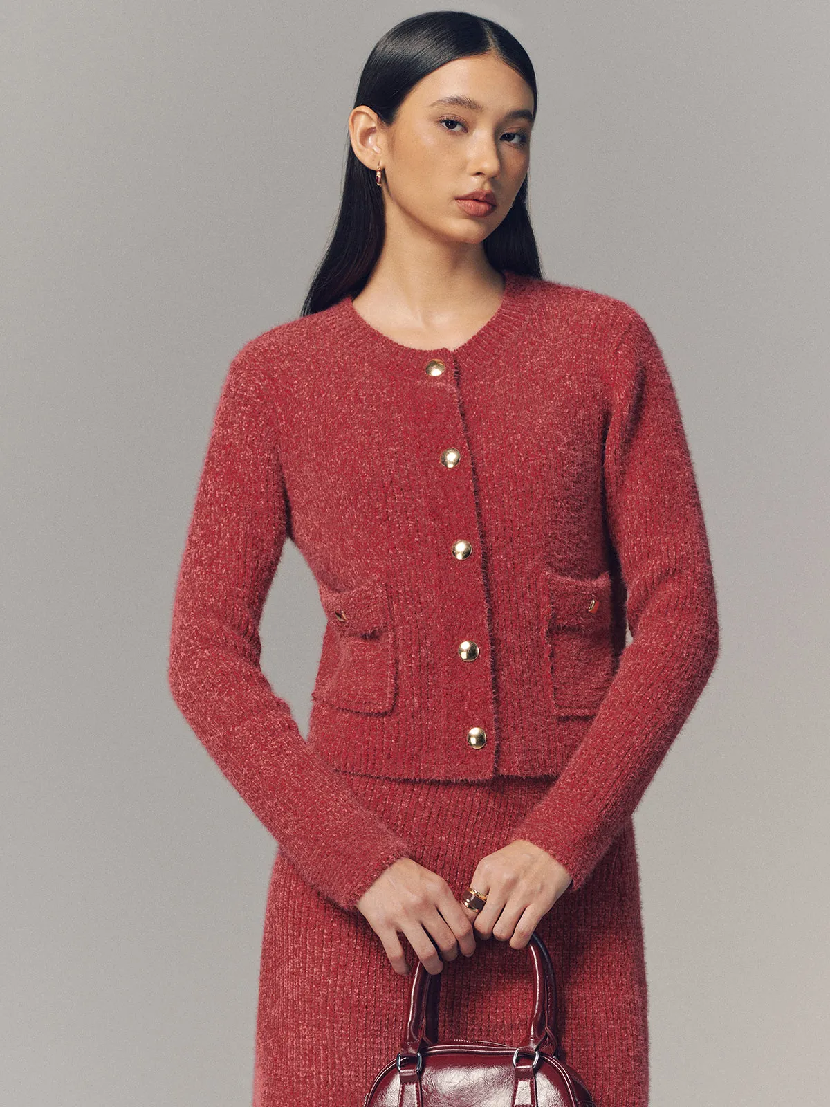 Metal Detail Cardigan & Mini Skirt Set sold by COMMENSE product image thumbnail 4