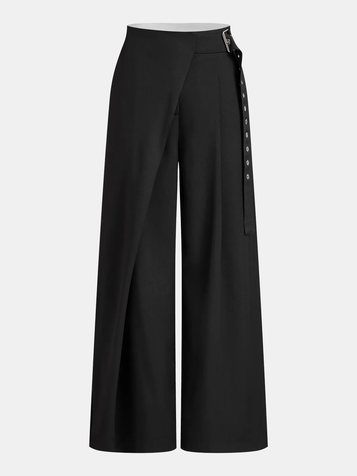 Wrap-Front Wide-Leg Pants sold by COMMENSE