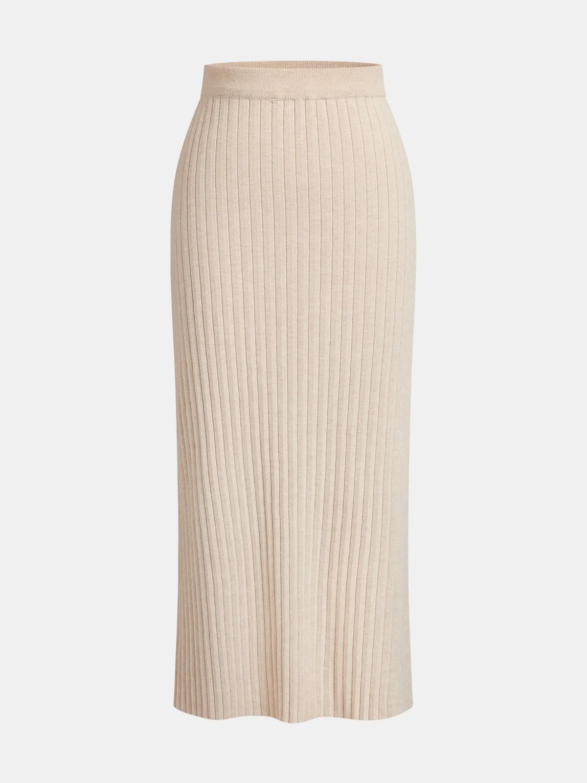 Contrast-Trim Rib-Knit Cardigan & Midi Skirt Set sold by COMMENSE product image thumbnail 4