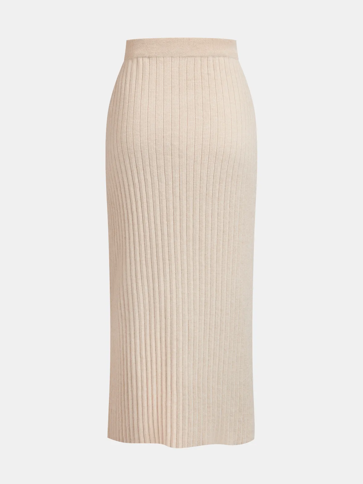 Contrast-Trim Rib-Knit Cardigan & Midi Skirt Set sold by COMMENSE product image thumbnail 5