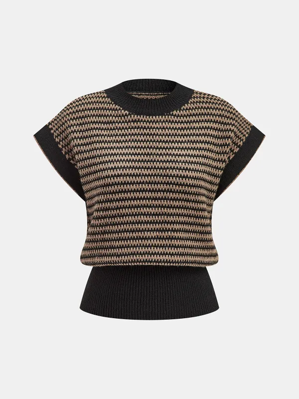 Striped Cap Sleeve Sweater Vest sold by COMMENSE