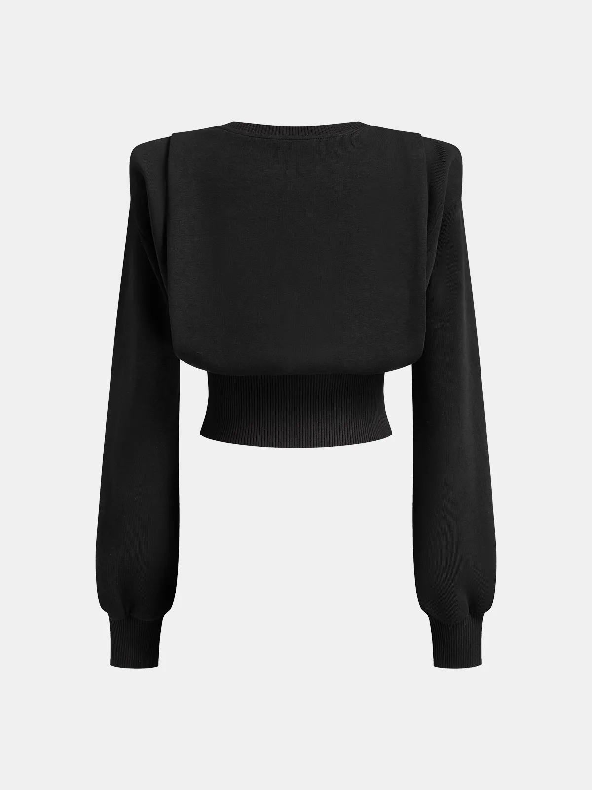 Shoulder-Padded Cinched Long-Sleeve Sweatshirt sold by COMMENSE product image thumbnail 2