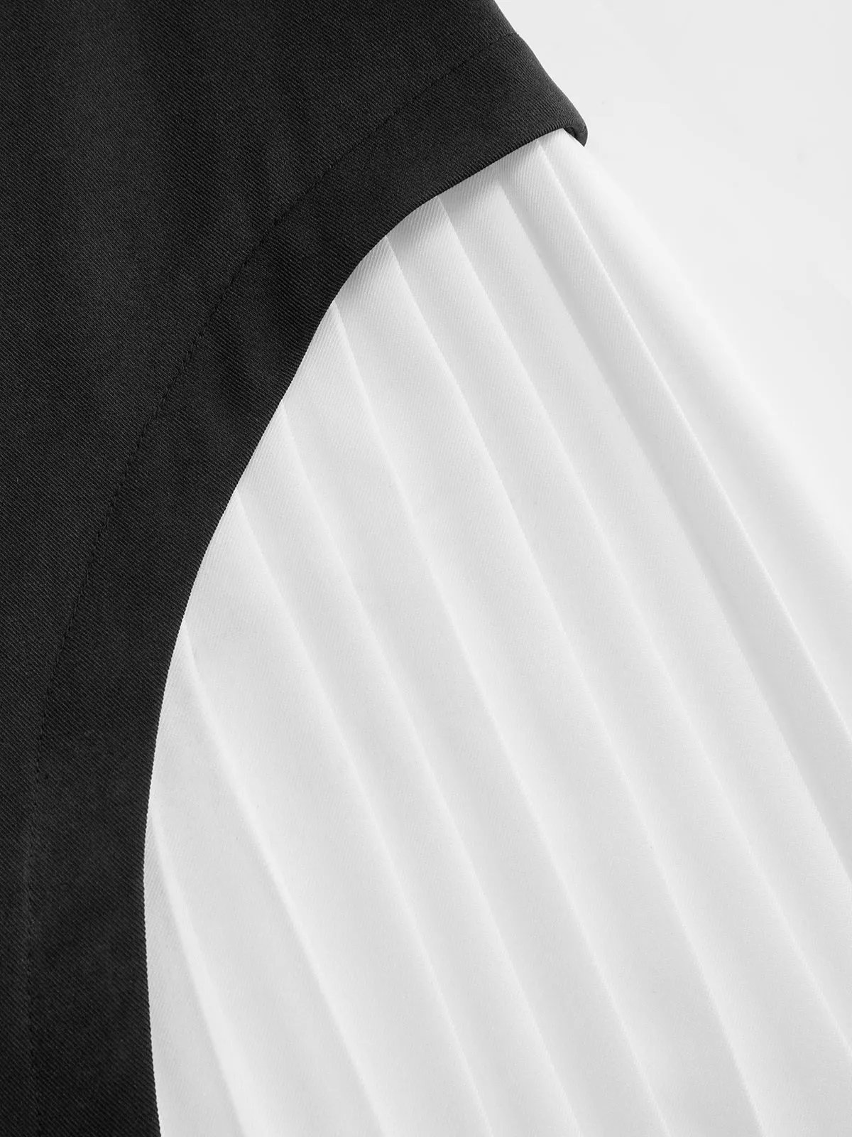 Color-Block Pleated Midi Skirt sold by COMMENSE product image thumbnail 5