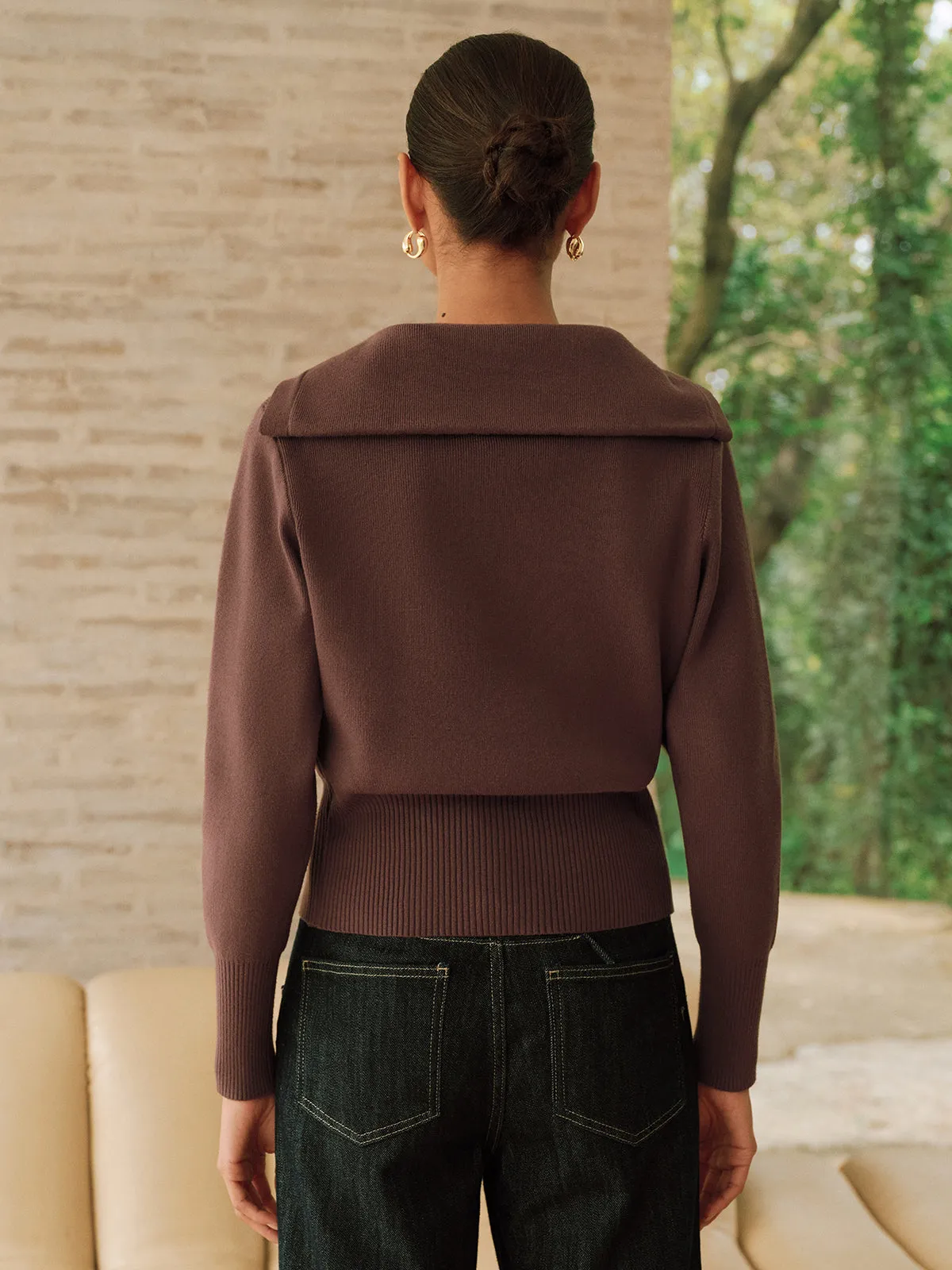 Metal Button Shawl Collar Knit Top sold by COMMENSE product image thumbnail 5