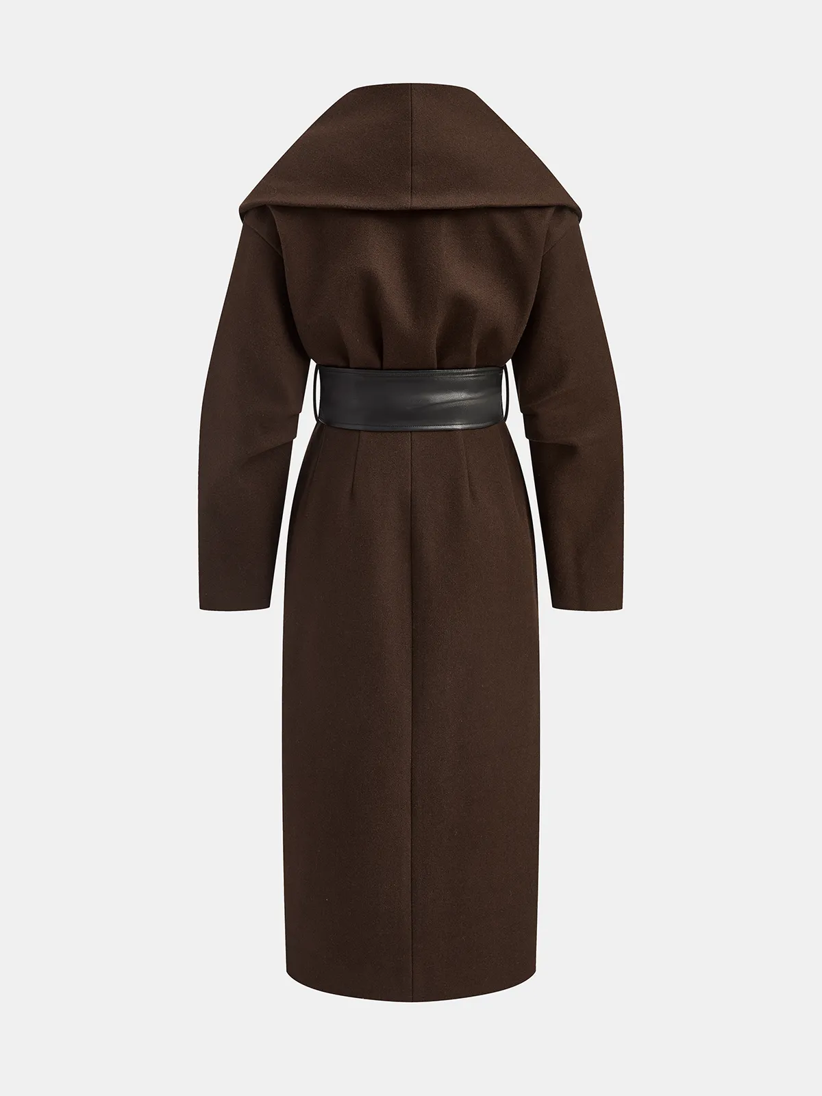 Oversized Collar Tweed Long Coat with Wide Belt sold by COMMENSE product image thumbnail 2