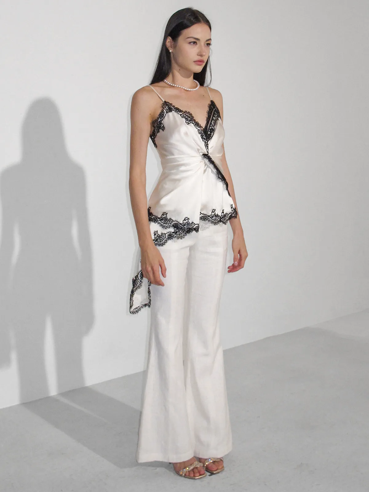 Lace V-Neck Satin Twist Cami Top sold by COMMENSE product image thumbnail 3