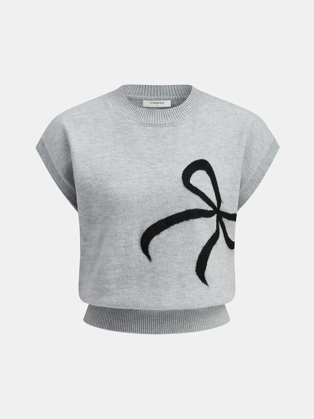 Bow Detail Cap Sleeve Knitted Vest sold by COMMENSE