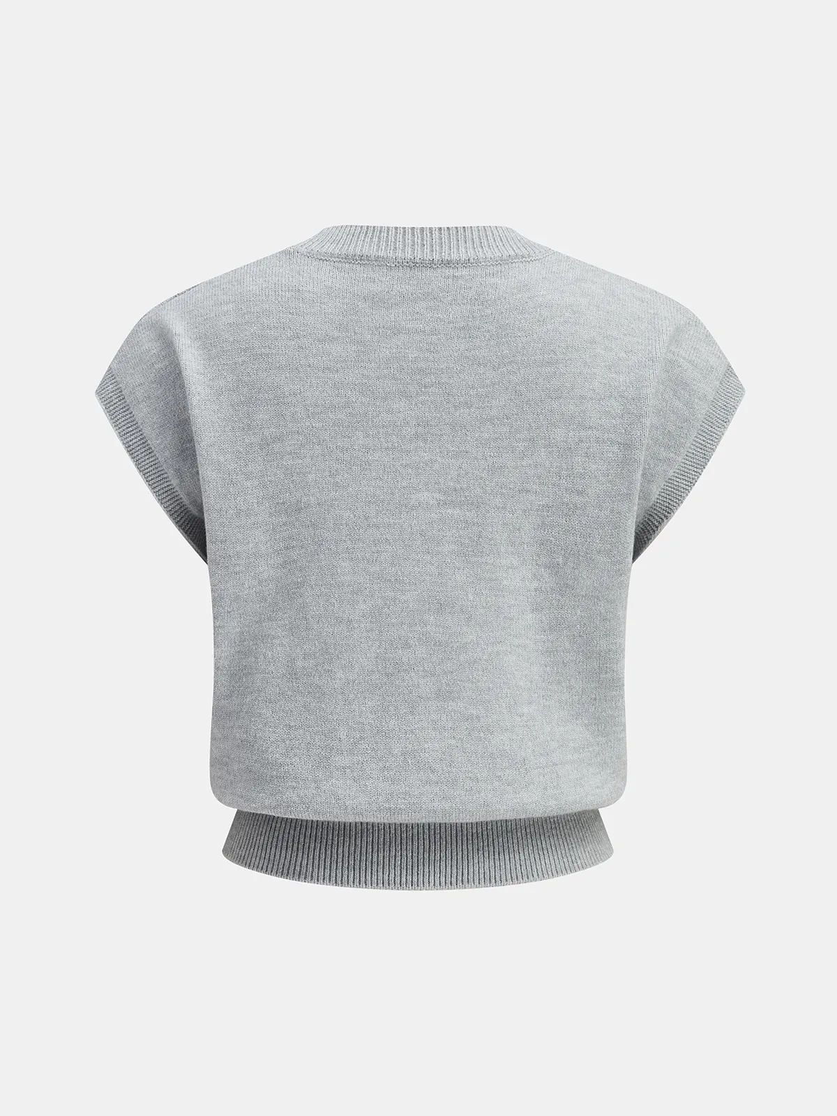 Bow Detail Cap Sleeve Knitted Vest sold by COMMENSE product image thumbnail 2