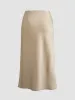Creamy Cappuccino Satin Midi Skirt sold by COMMENSE