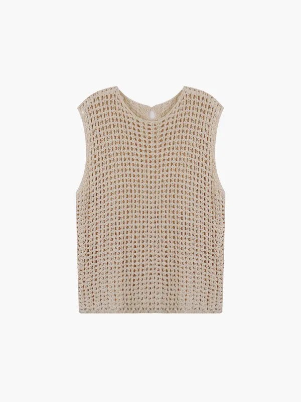 Hollow Out Sweater Tank Top sold by COMMENSE