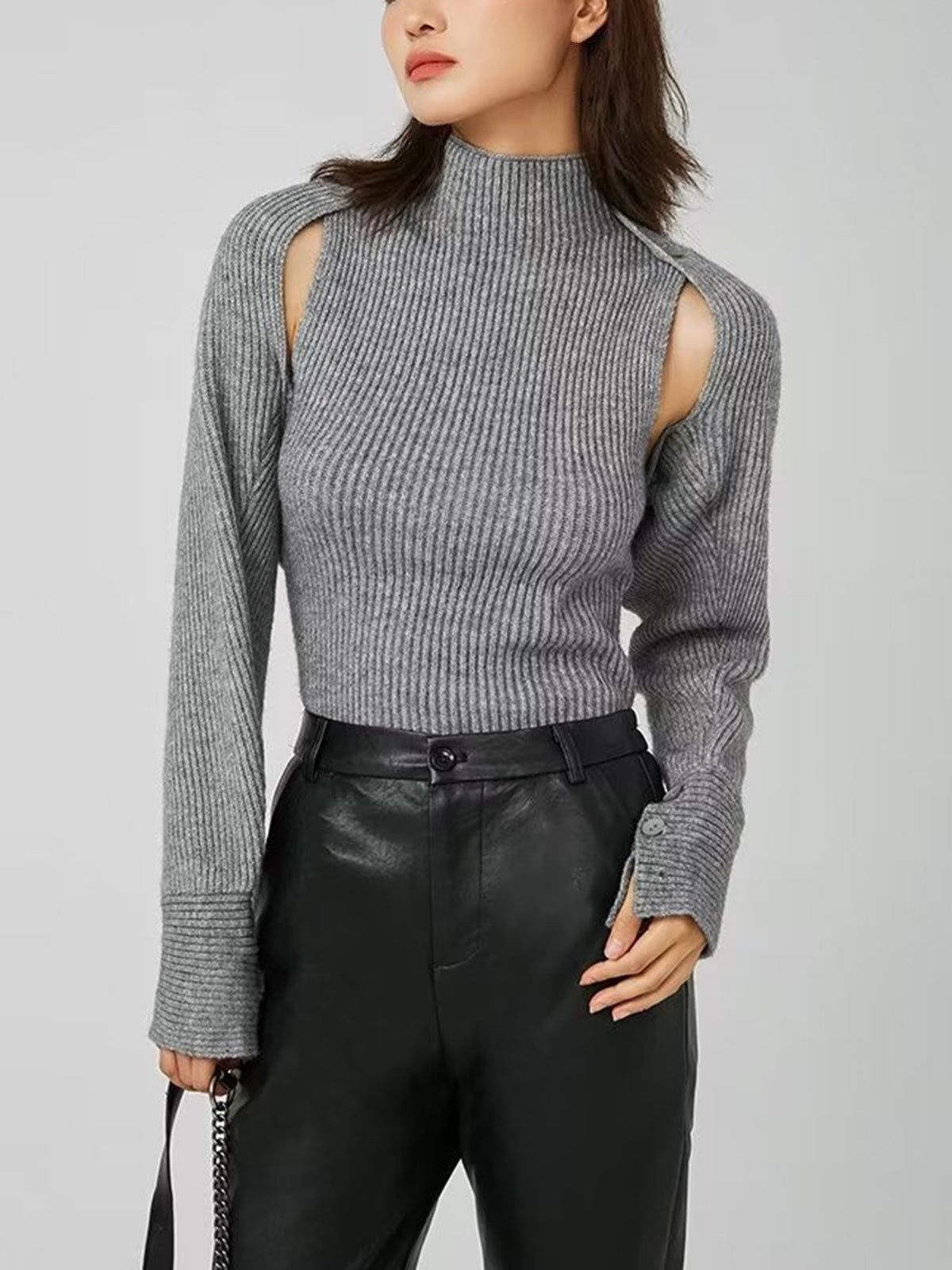 Rib Bolero Two Piece Sweater Set sold by COMMENSE product image thumbnail 3
