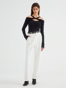 Knotted Cutout Off Shoulder Knit Top sold by COMMENSE