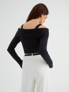 Knotted Cutout Off Shoulder Knit Top sold by COMMENSE