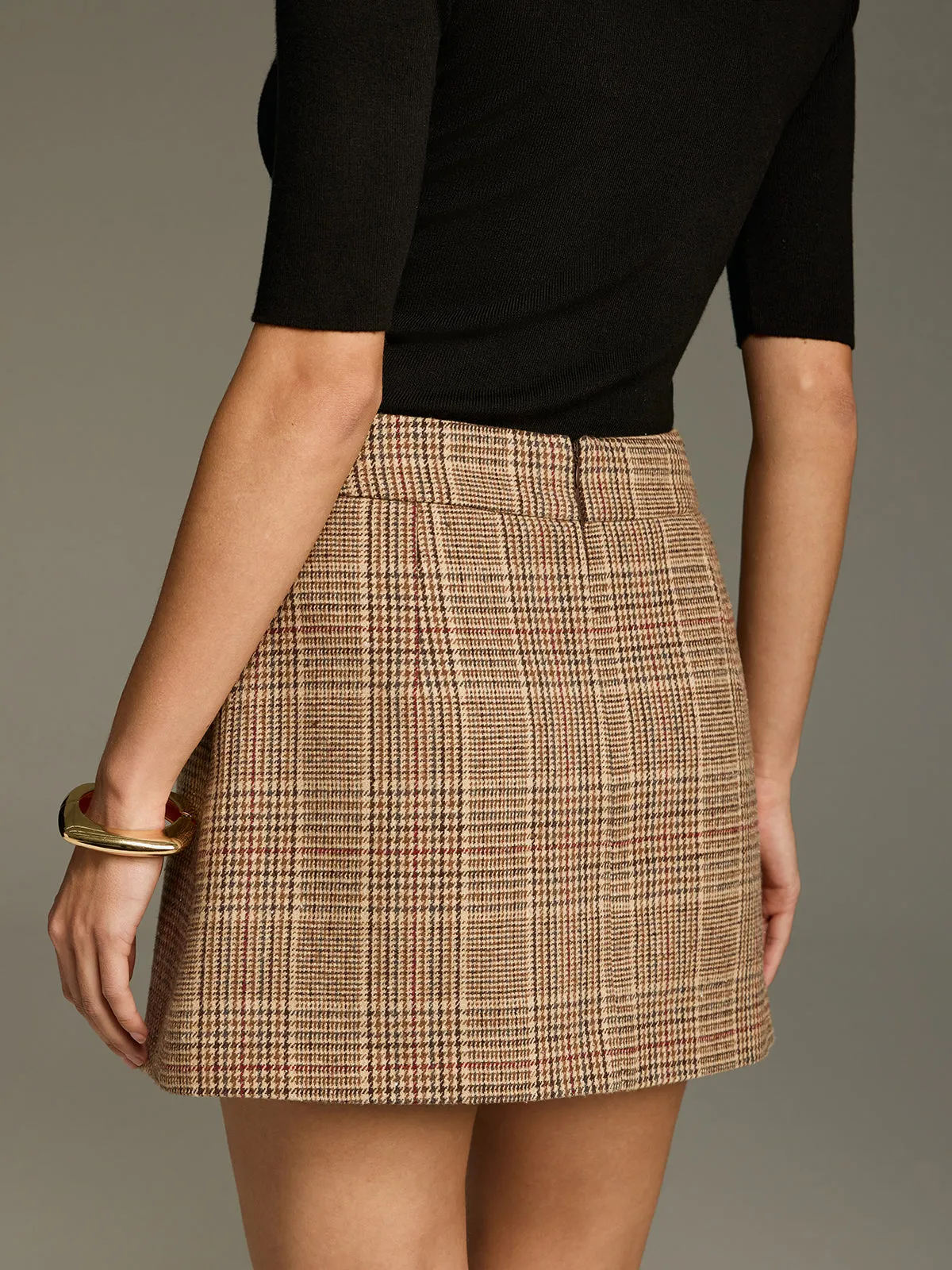 Tweed Plaid Mini Skirt sold by COMMENSE product image thumbnail 5