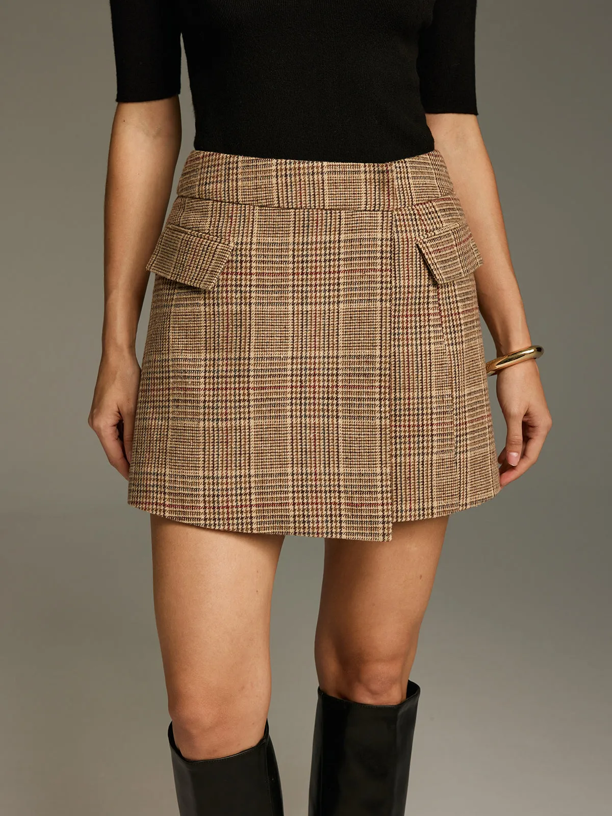 Tweed Plaid Mini Skirt sold by COMMENSE