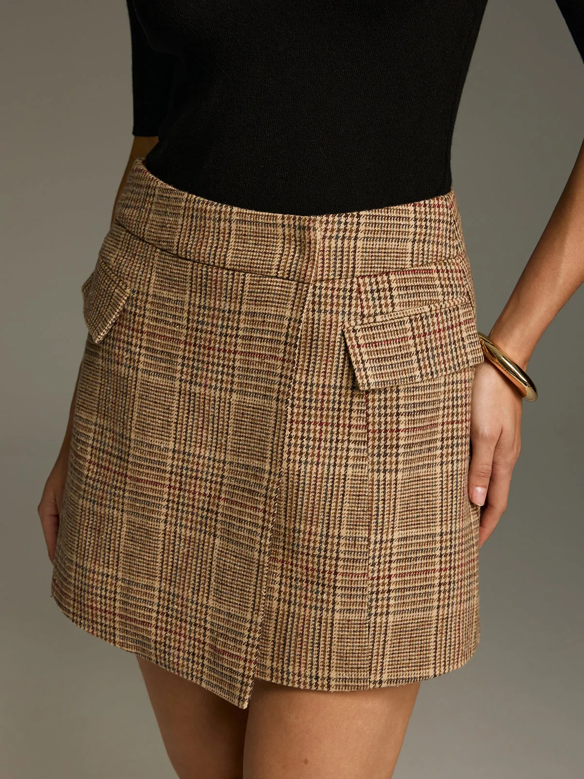 Tweed Plaid Mini Skirt sold by COMMENSE product image thumbnail 4