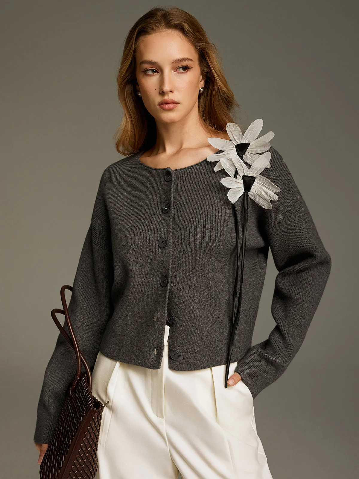 Floral Embellished Knit Cardigan sold by COMMENSE product image thumbnail 5