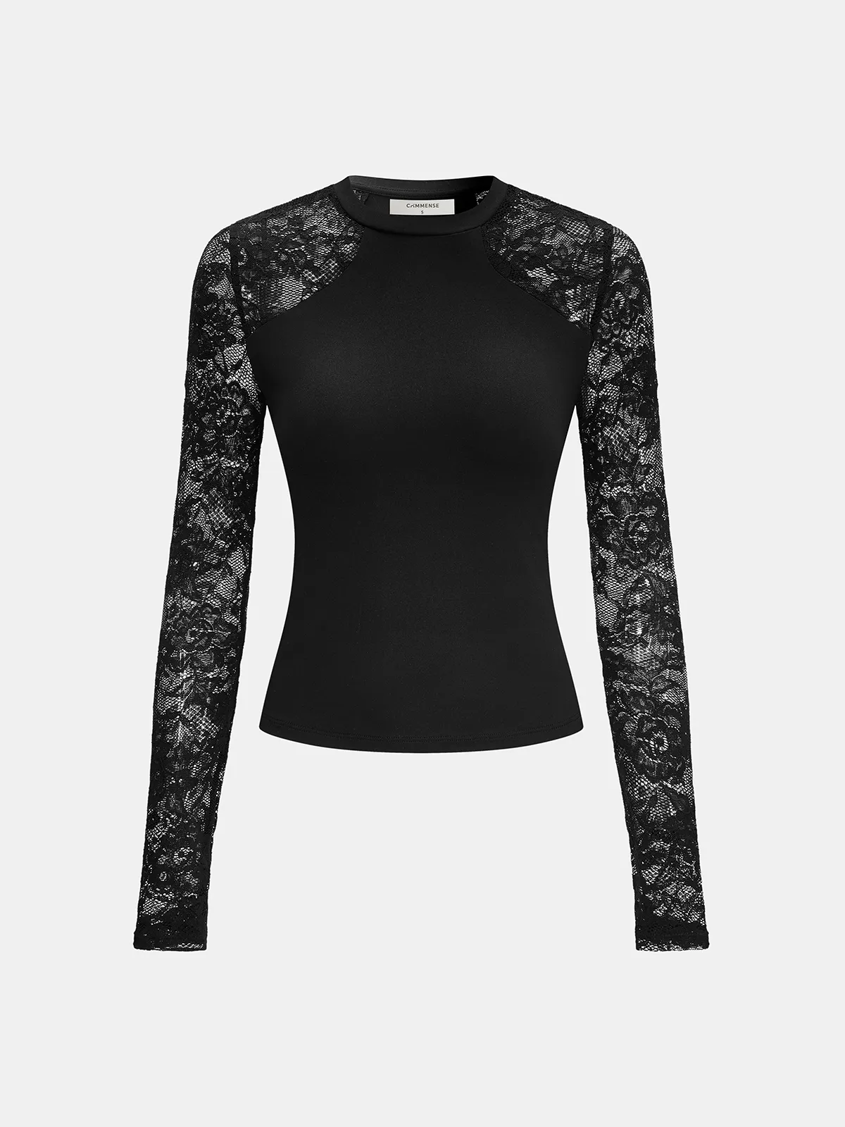 Lace-Sleeve Fitted Long-Sleeve Top sold by COMMENSE