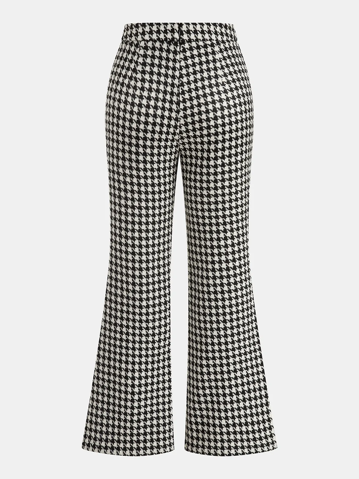 Mid-Waist Houndstooth Flared Pants sold by COMMENSE product image thumbnail 2