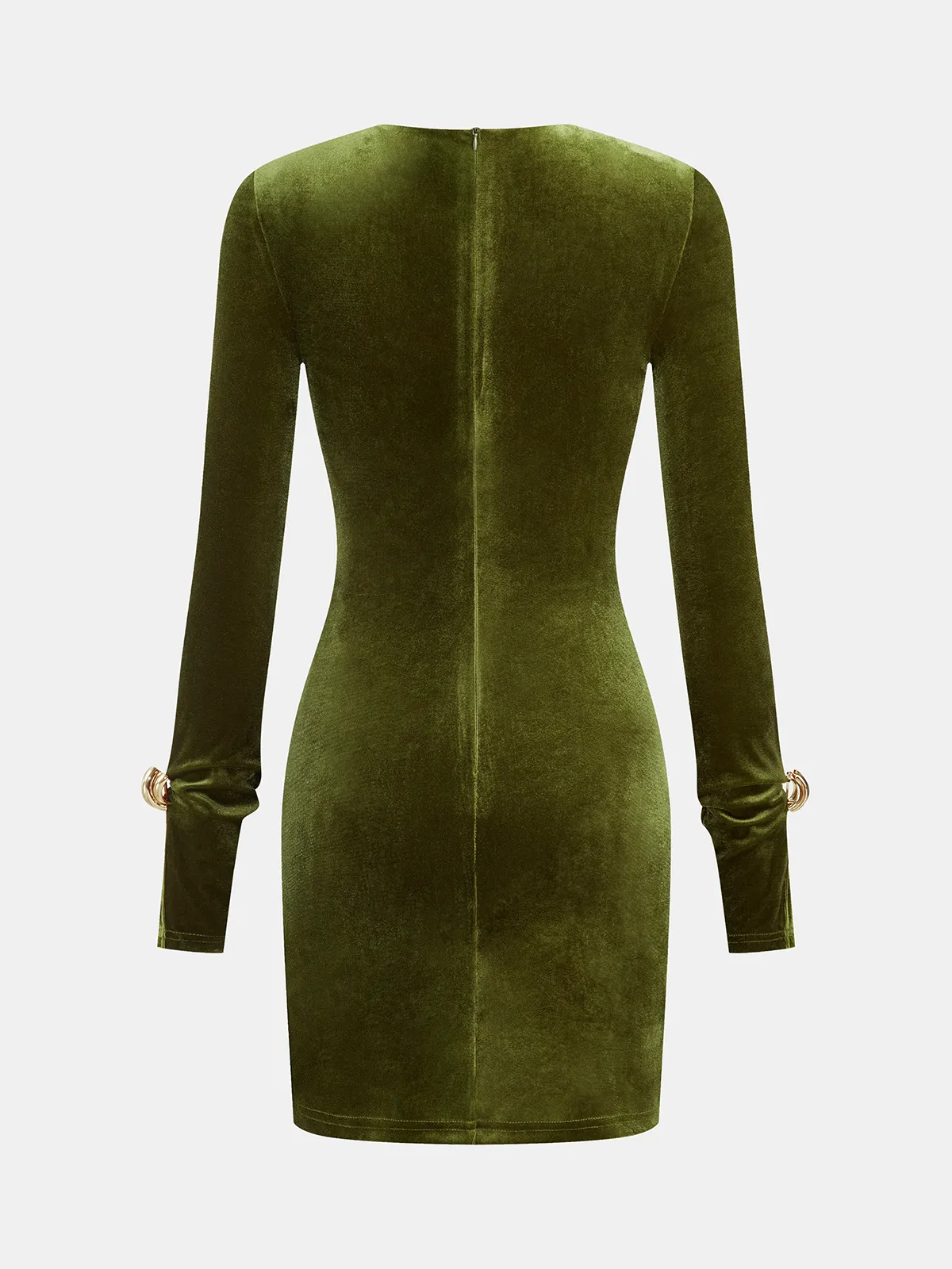 Metal Detail Velvet Cut-Out Bodycon Dress sold by COMMENSE product image thumbnail 2