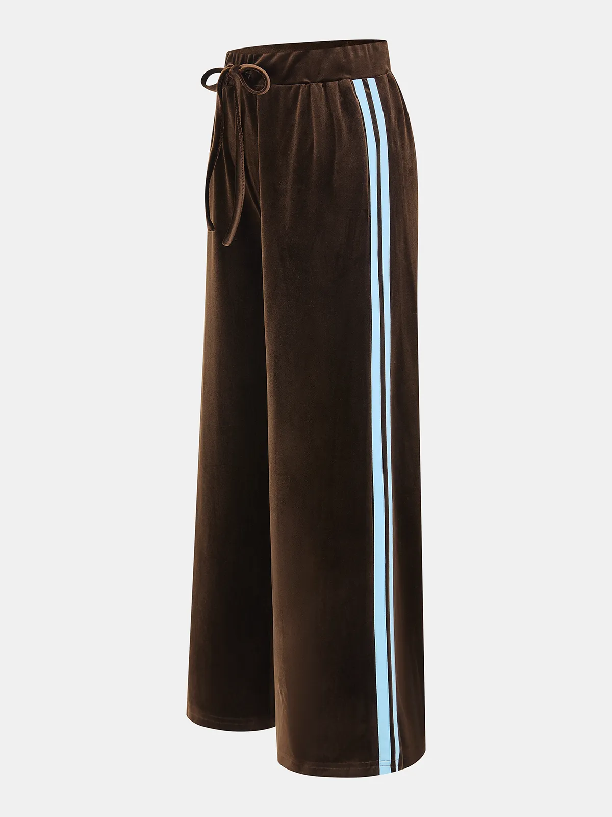 Side Striped Velvet Wide-Leg Pants sold by COMMENSE product image thumbnail 3
