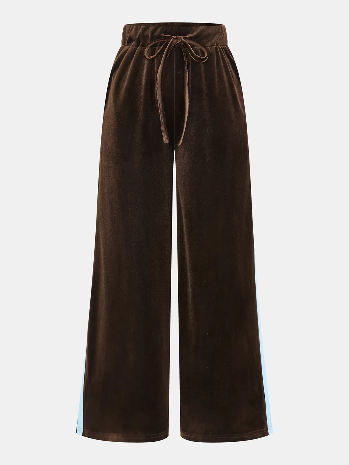 Side Striped Velvet Wide-Leg Pants sold by COMMENSE