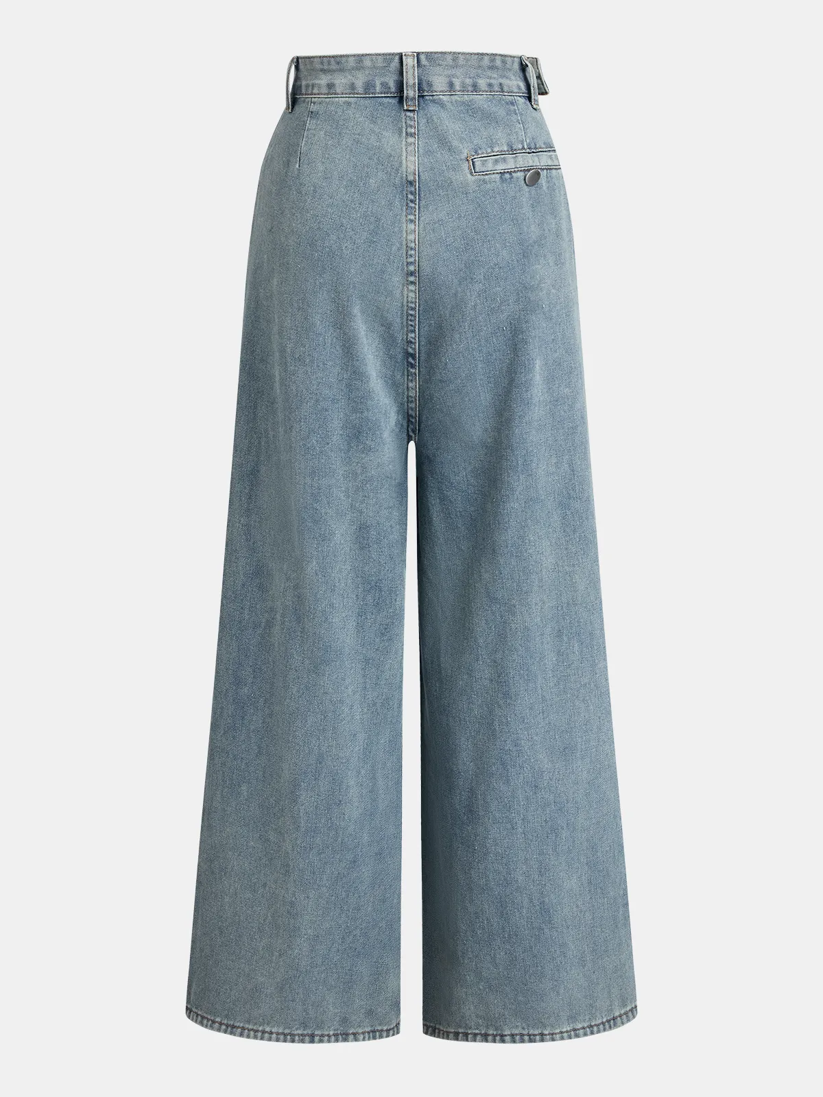 Asymmetrical Ruched Denim Wide-Leg Pants sold by COMMENSE product image thumbnail 2