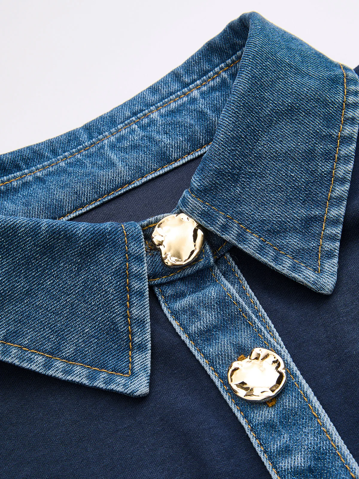 Denim Collar Cinched Waist Sweatshirt sold by COMMENSE product image thumbnail 4