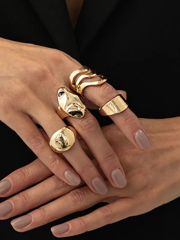 4pcs Irregular Statement Ring sold by COMMENSE
