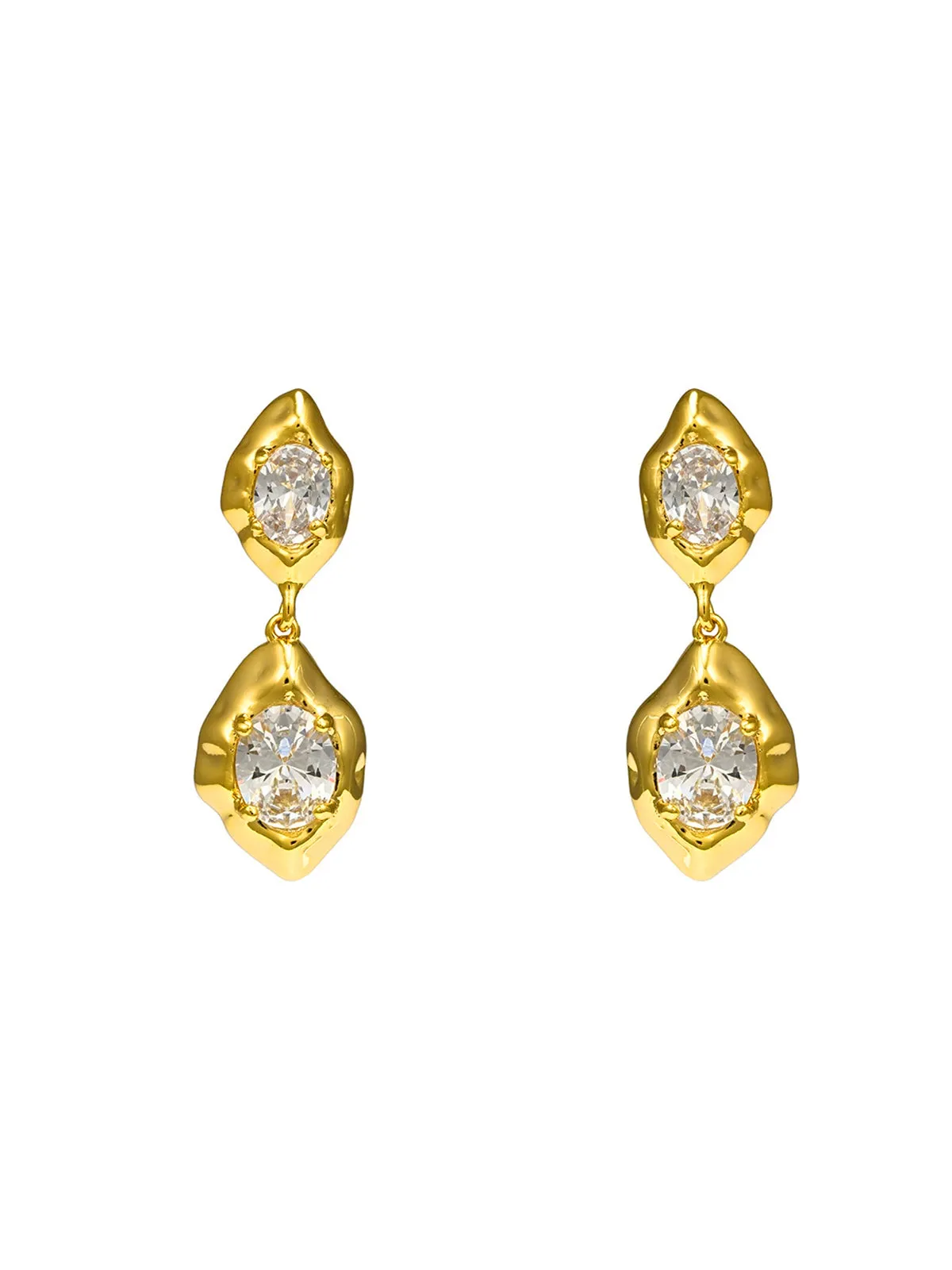 Double Stone Drop Earrings sold by COMMENSE product image thumbnail 2