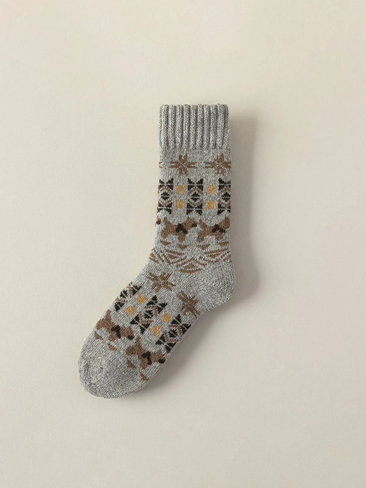 Wool-Blend Fair Isle Crew Socks sold by COMMENSE product image thumbnail 2