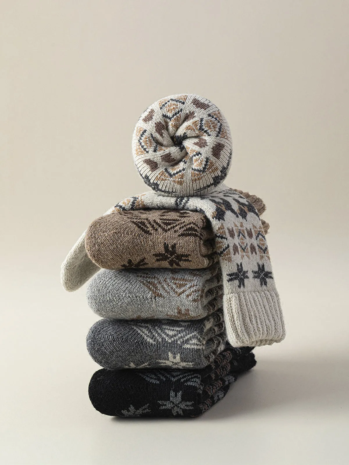 Wool-Blend Fair Isle Crew Socks sold by COMMENSE