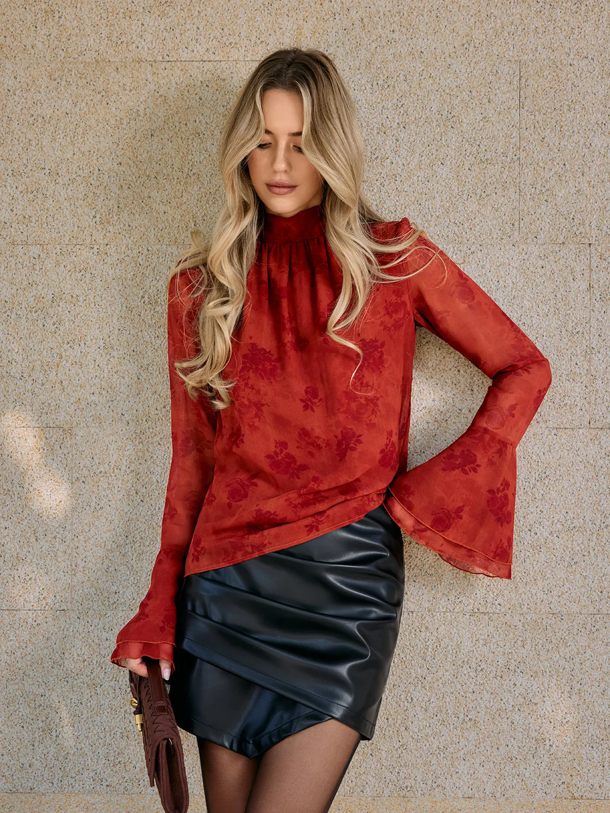 Floral Print Chiffon Bell Sleeve Blouse sold by COMMENSE product image thumbnail 5
