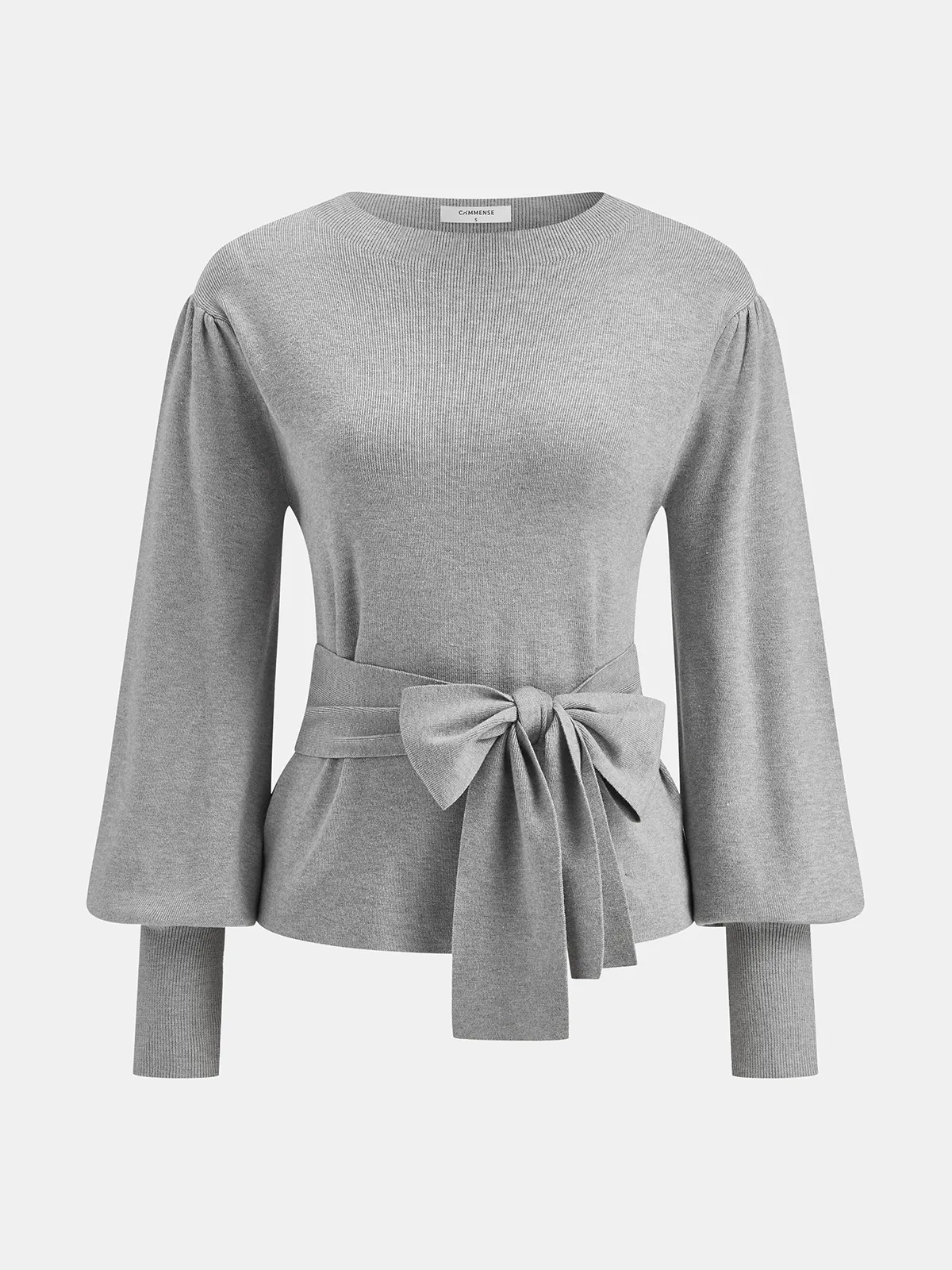 Puff-Sleeve Bow-Tie Sweater sold by COMMENSE