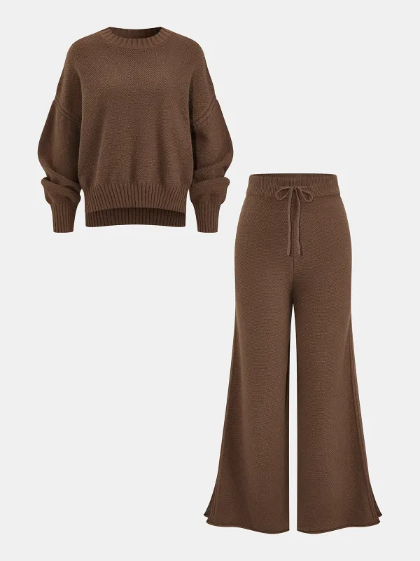 Knit Loose Sweater & Drawstring Pants Set sold by COMMENSE