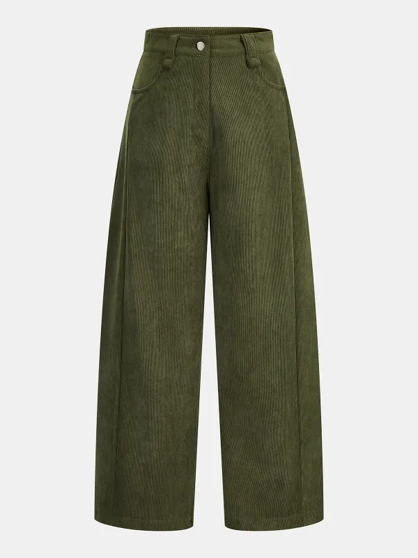 Corduroy High-Waist Wide-Leg Pants sold by COMMENSE