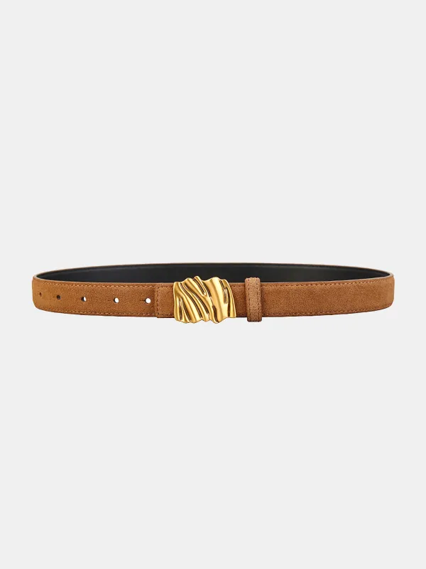 Textured Buckle Leather Belt sold by COMMENSE