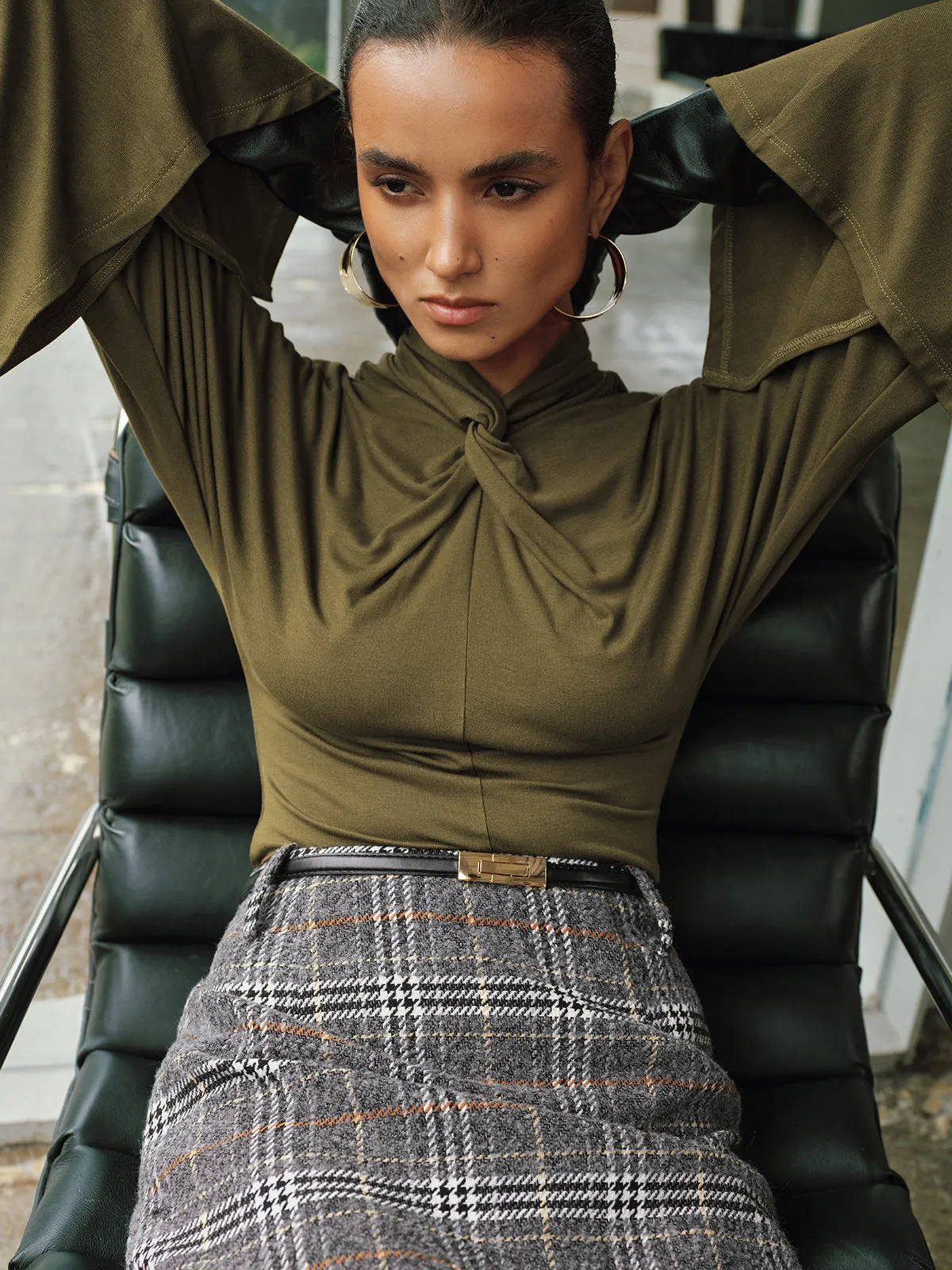 Knot-Front Batwing-Sleeve Top sold by COMMENSE product image thumbnail 2