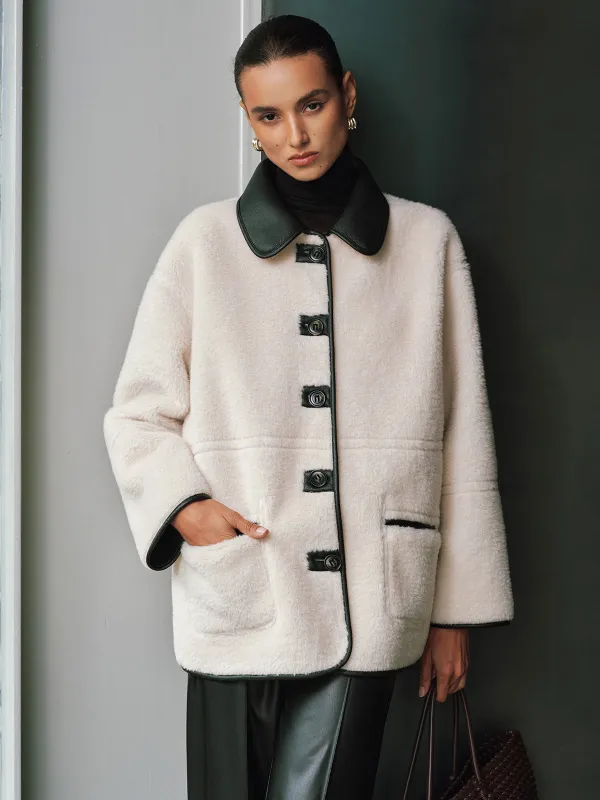 Reversible Shearling Faux Leather Jacket sold by COMMENSE