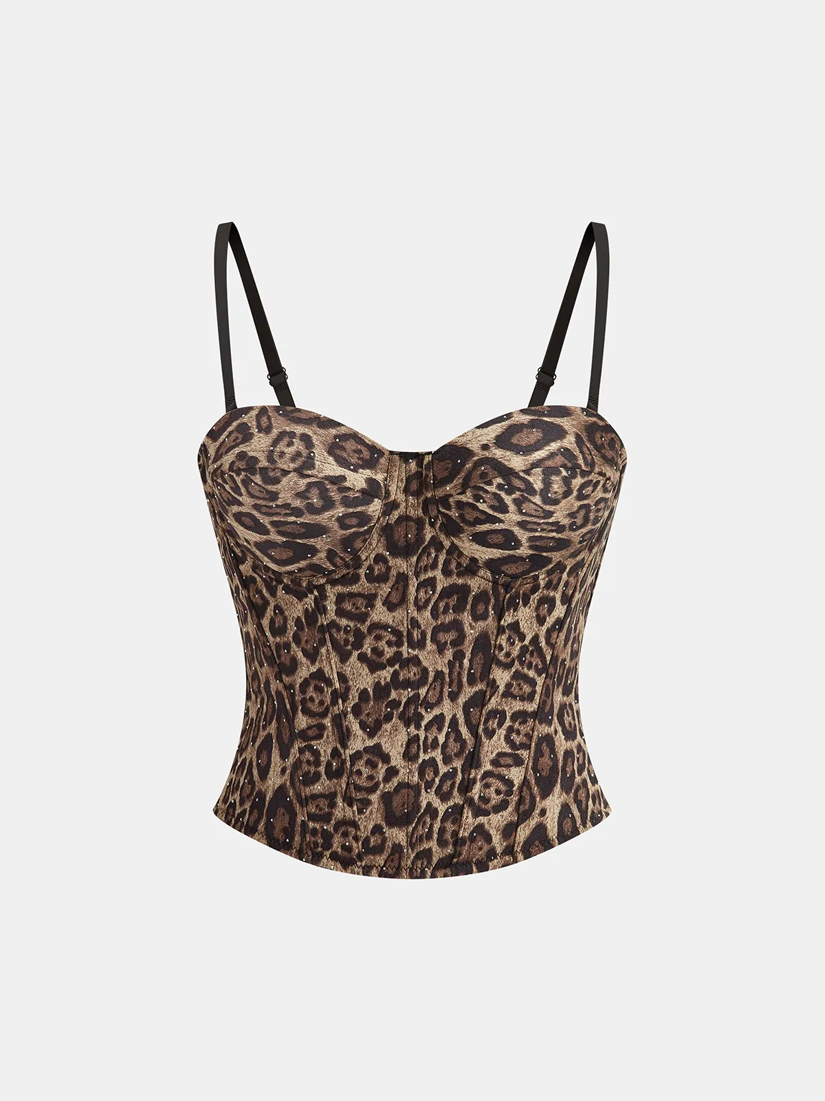 Leopard Print Studded Cami Corset Top sold by COMMENSE