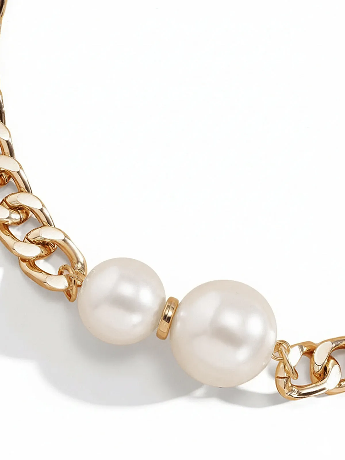 Double Pearl Chain Necklace sold by COMMENSE product image thumbnail 4
