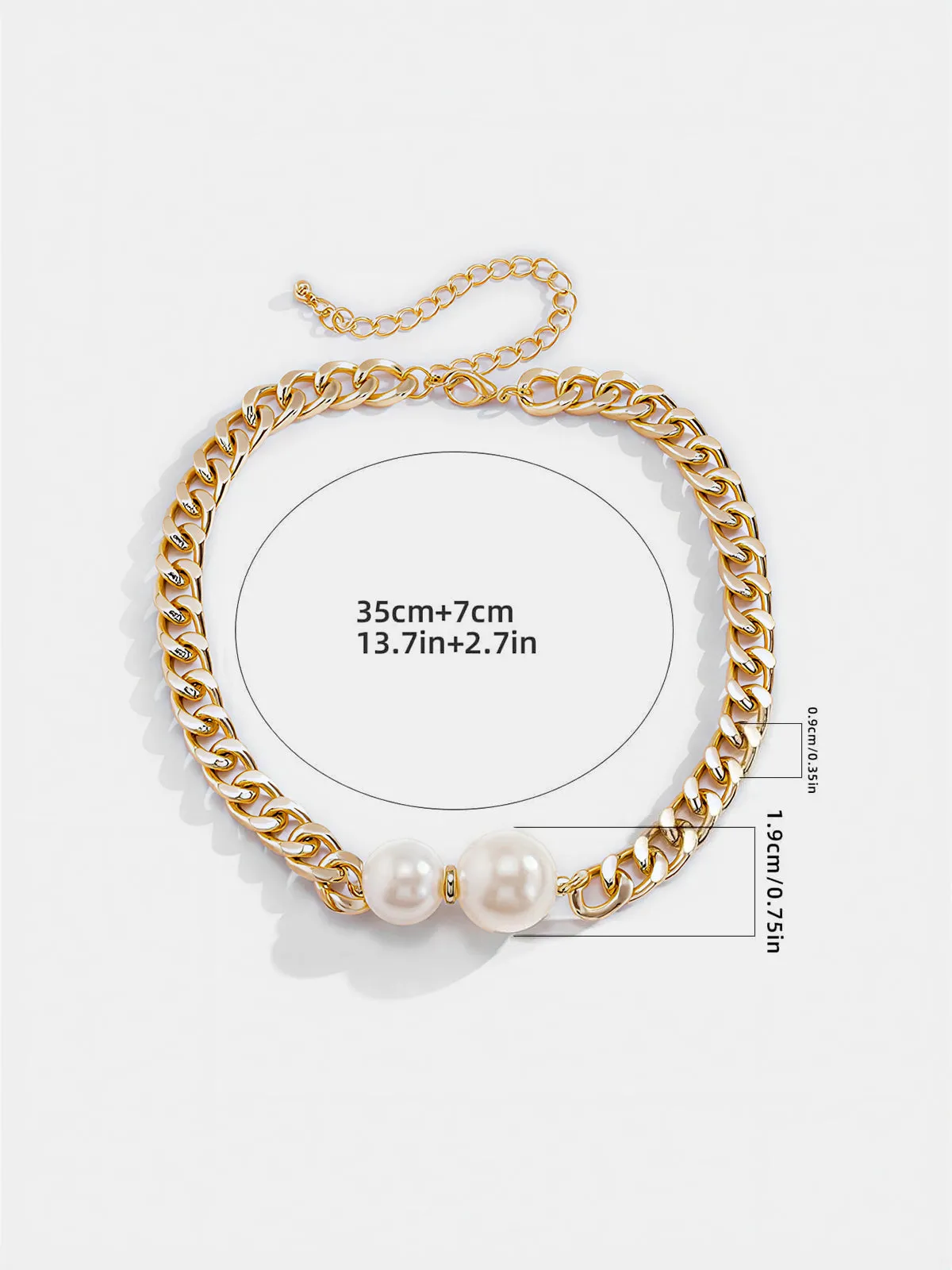 Double Pearl Chain Necklace sold by COMMENSE product image thumbnail 3