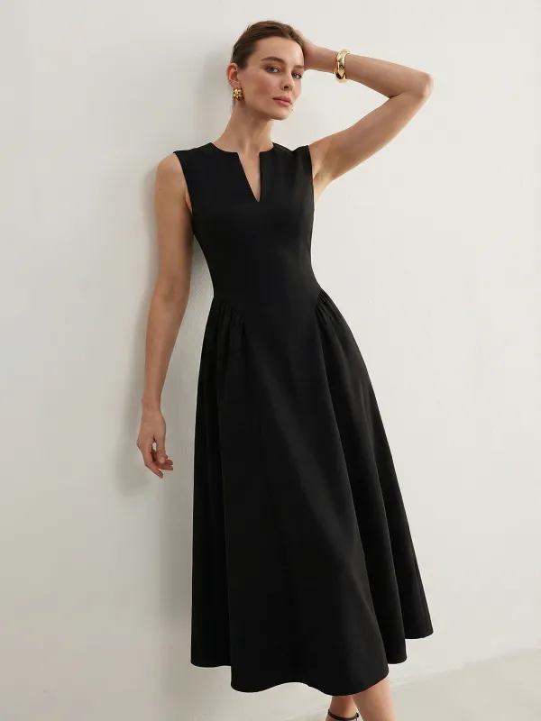 Keyhole Neckline Sleeveless Large-Flare Maxi Dress sold by COMMENSE